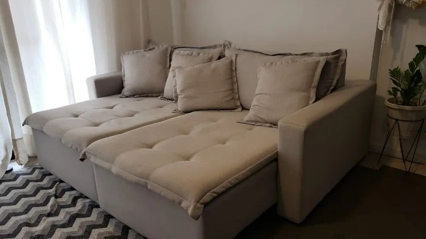 Sofá retrátil de linho