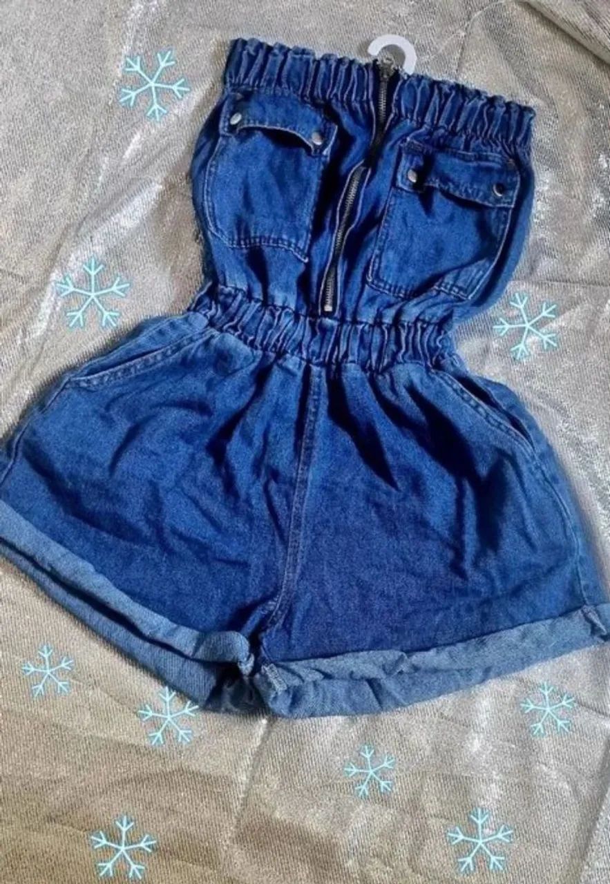 Macacão Jeans Feminino - Novo - Azul - Foto 2