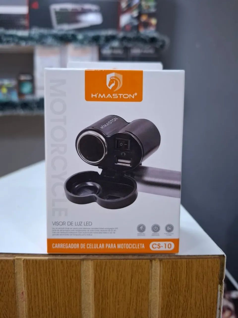 CARREGADOR DE CELULAR PARA MOTO HMASTON - 2 EM 1 