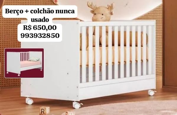 Berço + colchão de bebê 