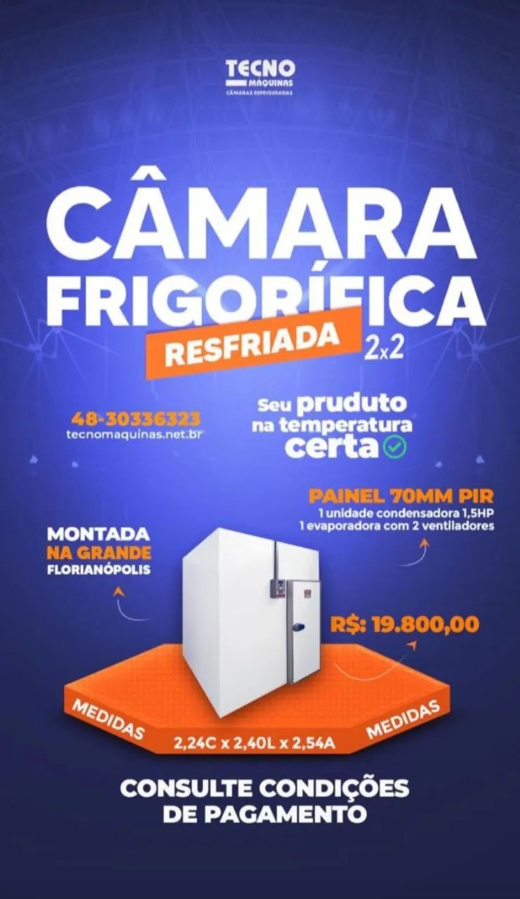 Câmara Fria Resfriada Tecno Maquinas
