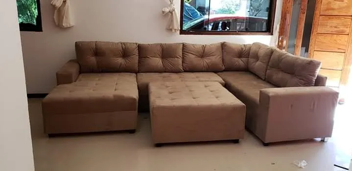 SOFA DE CANTO ESPUMA D33 7 LUGARES COM PUFF OFERTA ESPECIAL