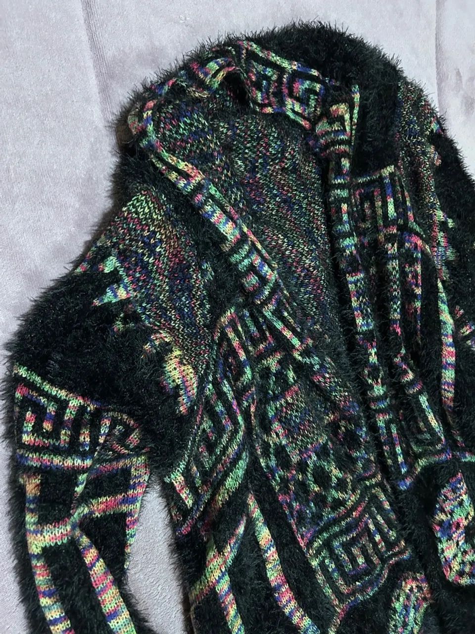 Cardigan com design geométrico e brilho - Foto 2