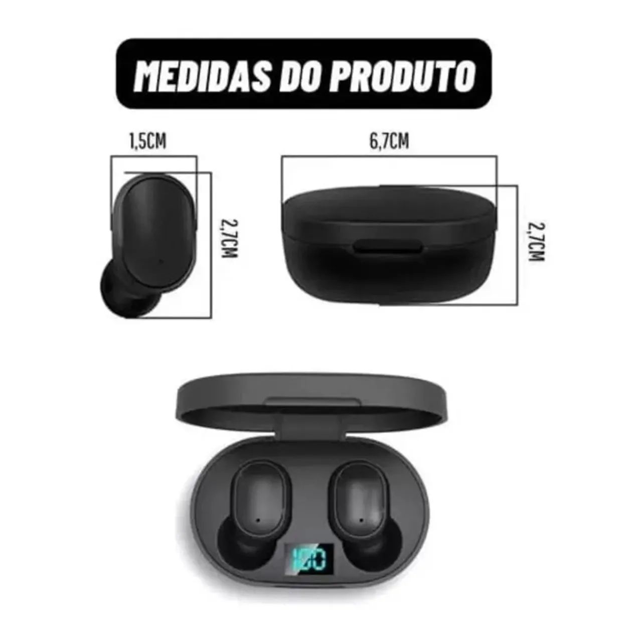 Fone de Ouvido TWS Bluetooth 5.0 - Cor Preto - Foto 5