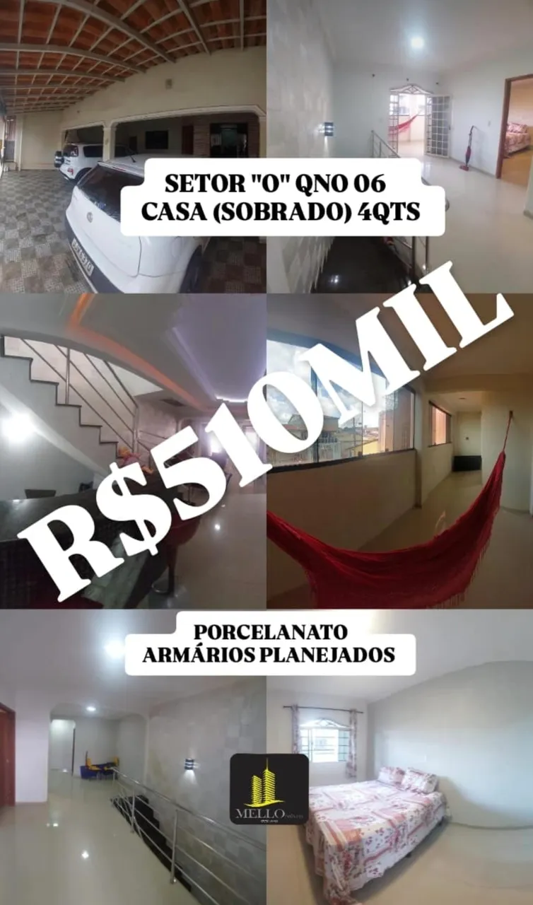 SETOR "O" QNO 6 CASA 4QTS PORCELANATO ARMÁRIOS PLANEJADOS EXCELENTE LOCALIZAÇÃO ACEITA FIN