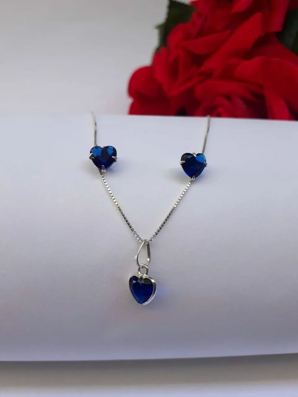 Conjunto Ponto de Luz Azul - Prata 925 - Foto 2