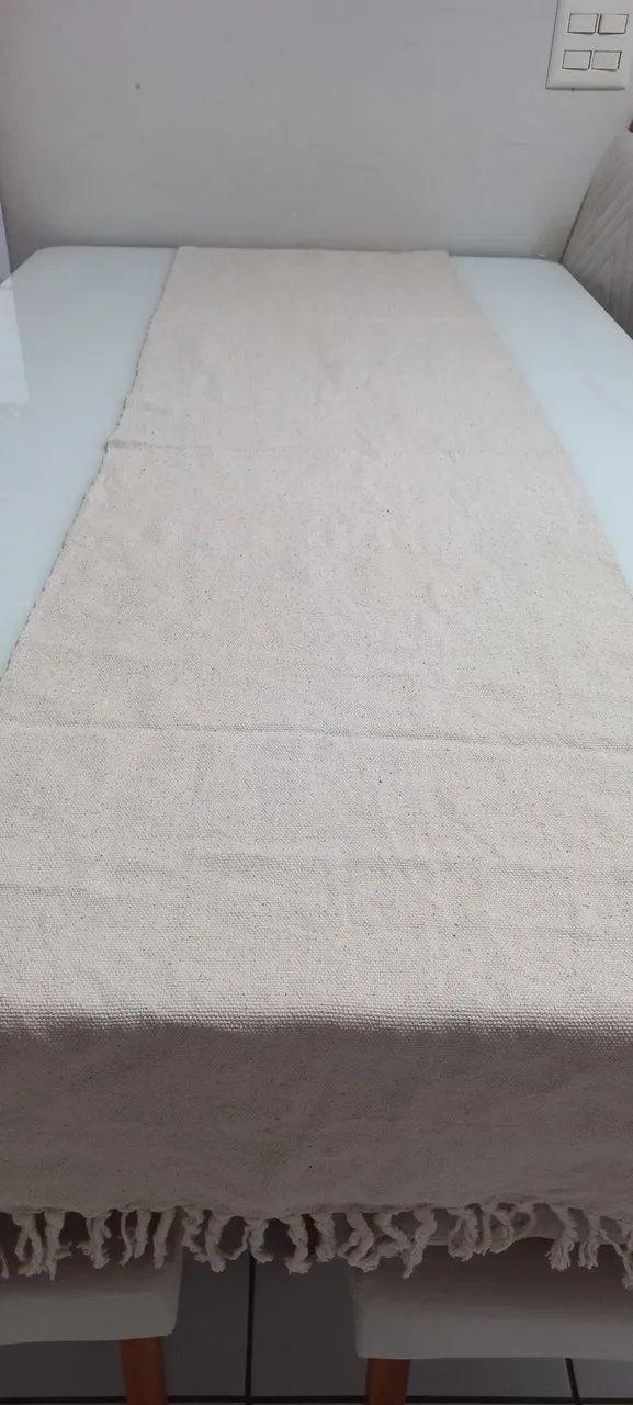 Caminho de Mesa Listrado em Algodão com Franjas - Foto 2