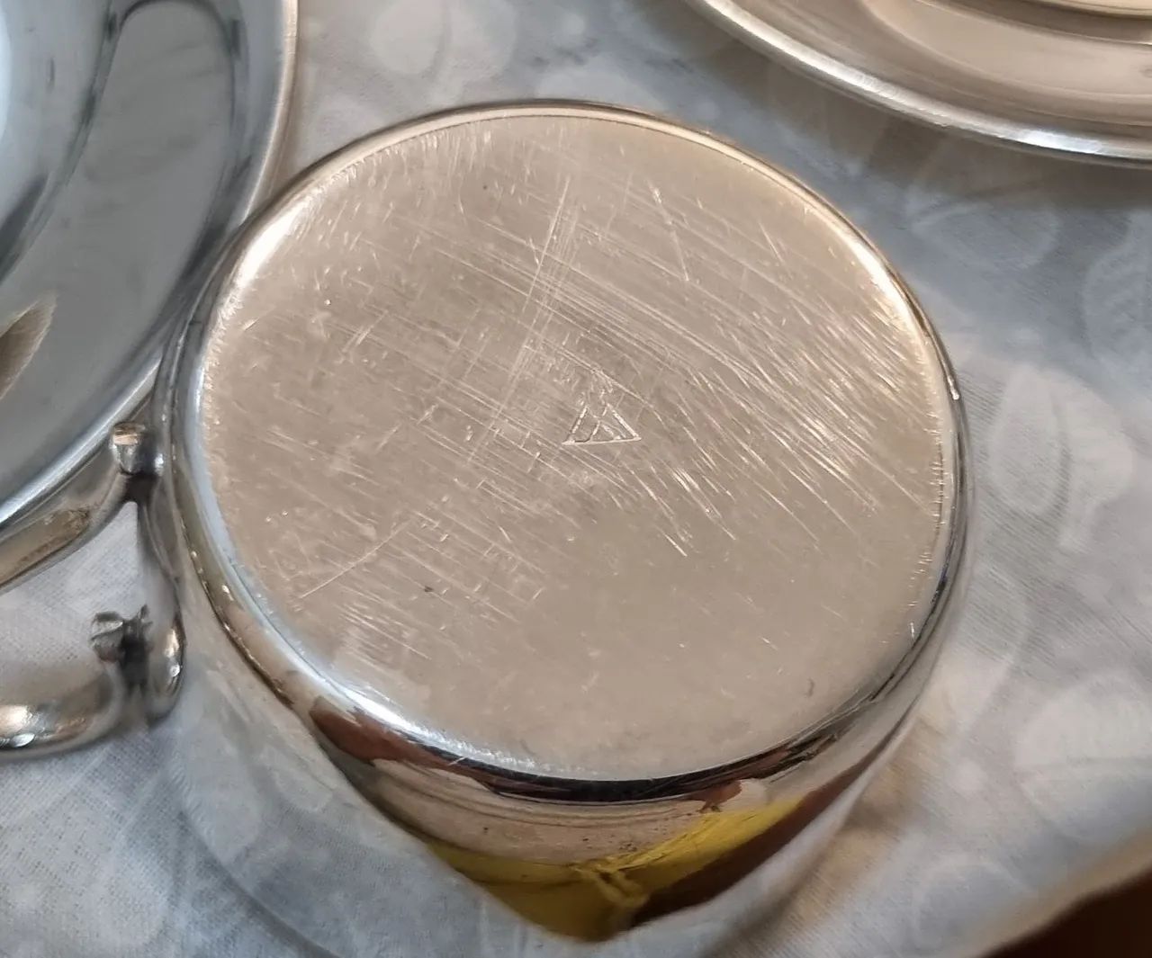 Wolff conj 6 xícaras para café em porcelana branca com friso prata na borda.ler descrição - Foto 5