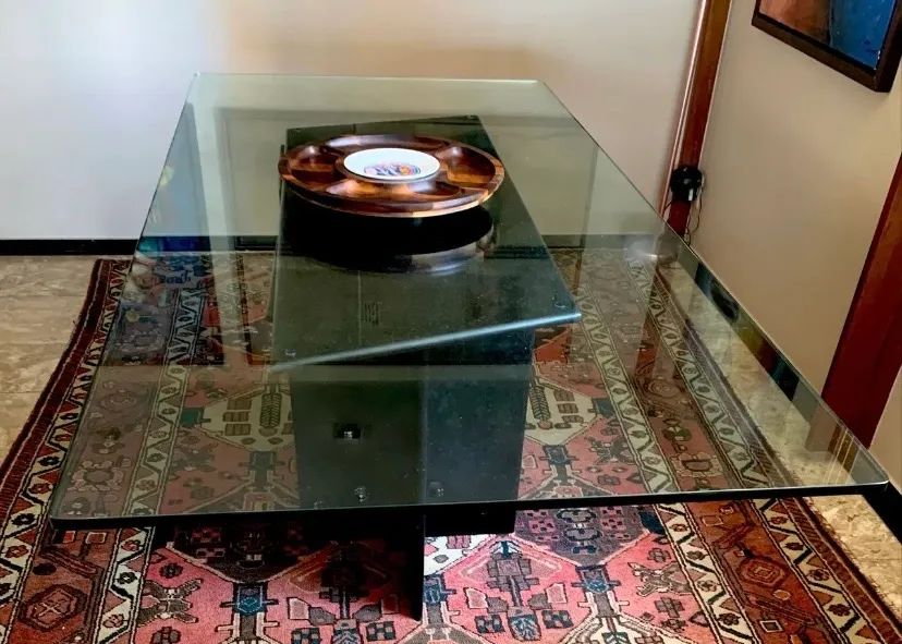Mesa Jantar 6 lugares Vidro Temperado 15mm 2.10 X 1.00 base granito Preto-OPORTUNIDADE  - Foto 2
