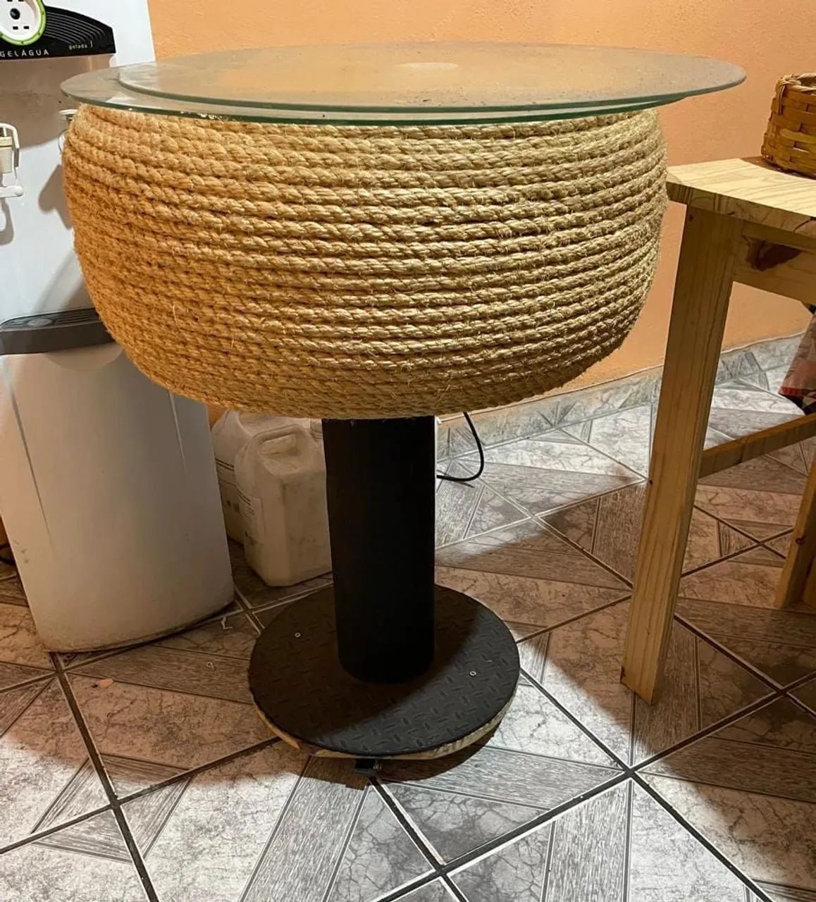 Mesa de corda decisão com pé de aço e tampo de vidro - Foto 2