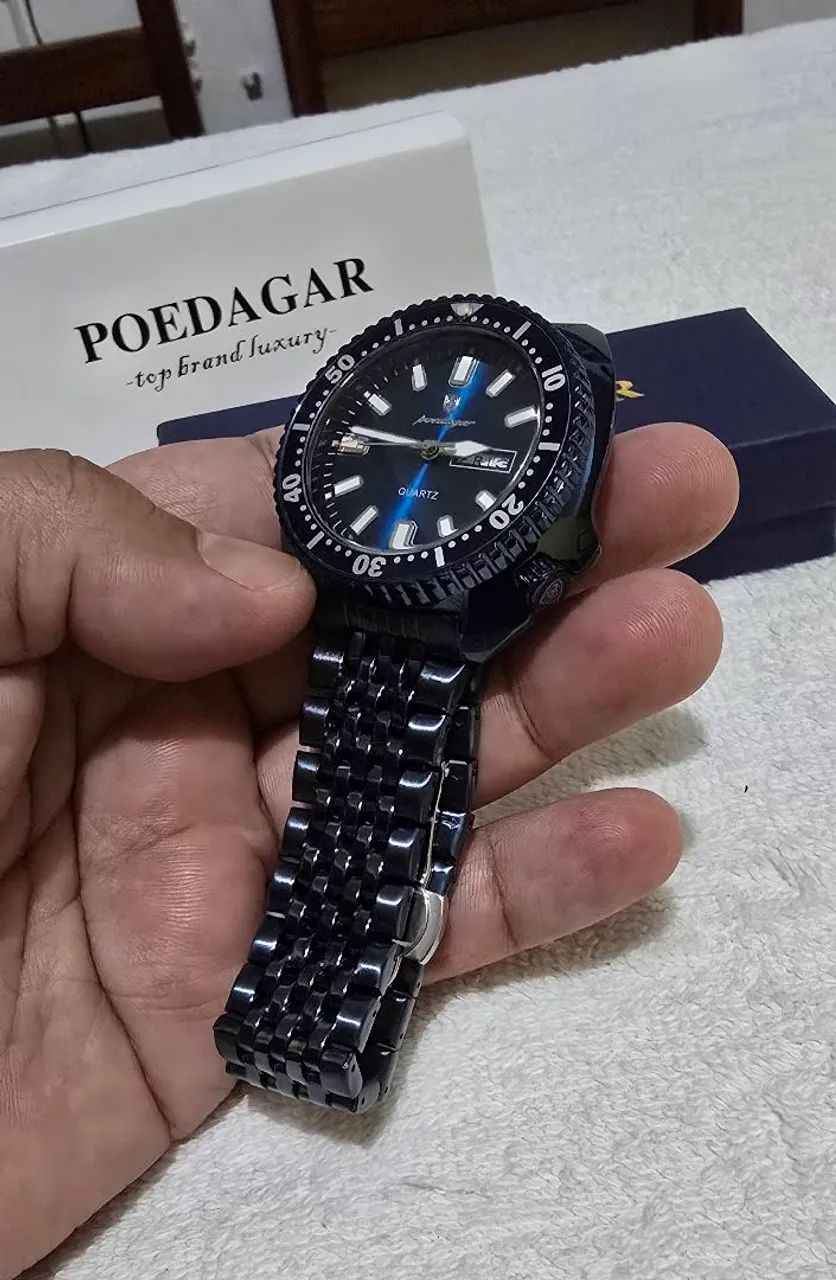 Relógio da Poedagar luxo azul em aço original  - Foto 2