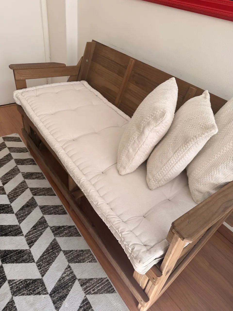 Banco da Roça 2 em 1 - Sofá e Mesa | Completo com Futon e almofadas - Foto 4