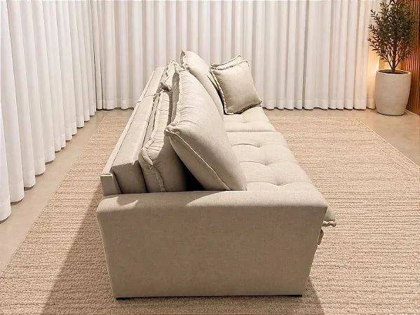 Sofá Cama Sena Baú 2.20m Sem Caixa - Linho Bege Entrega Rápida - Foto 3