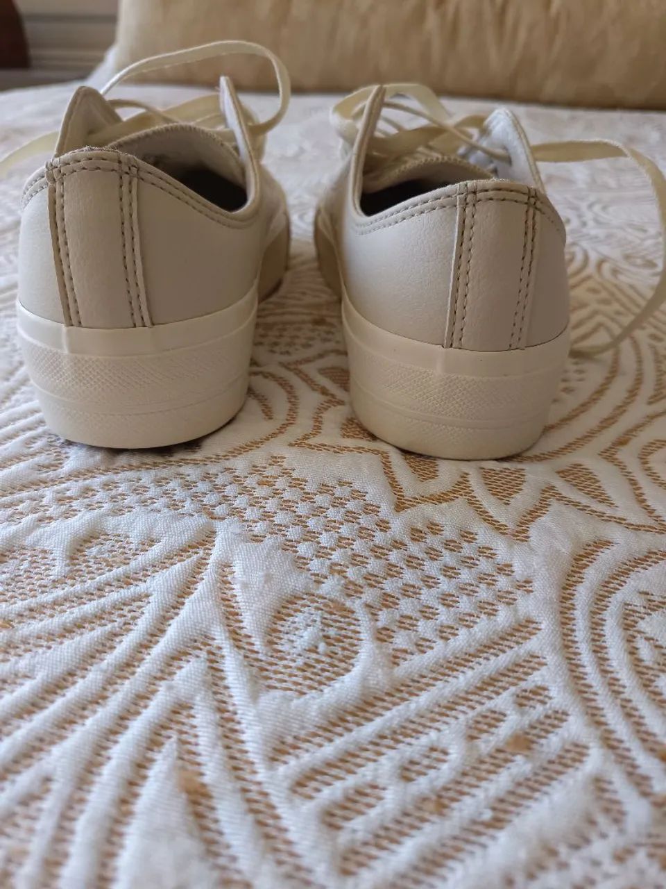 Tênis feminino casual off-whit  - Foto 4