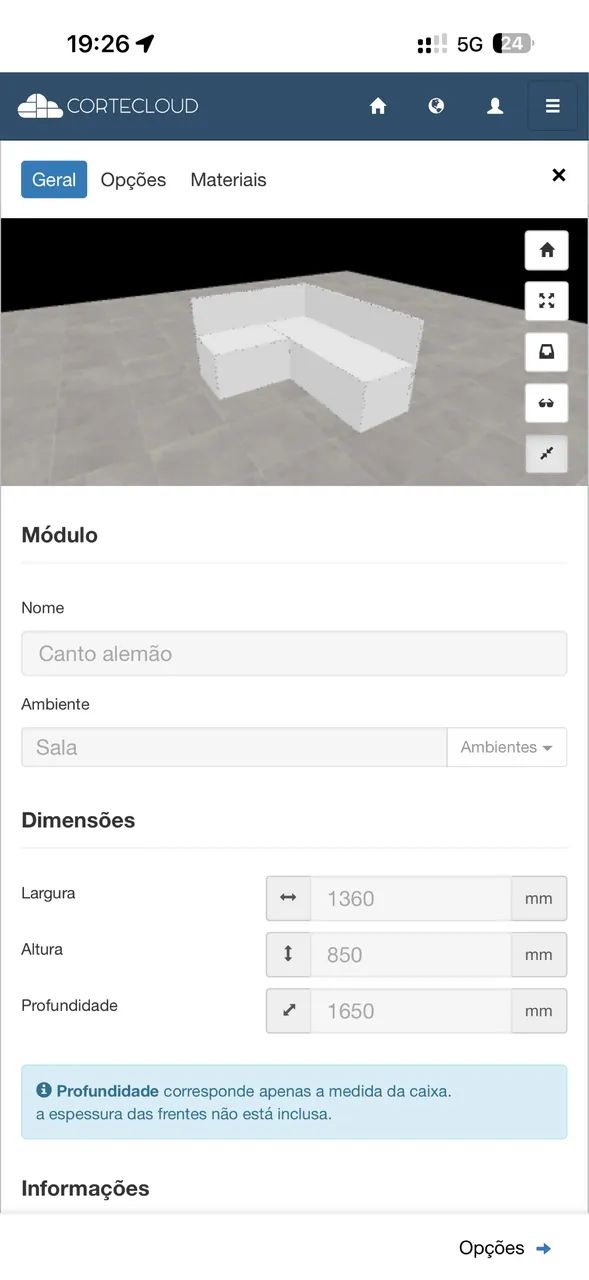 Canto alemão 1,36 x 1,56 MDF BRANCO