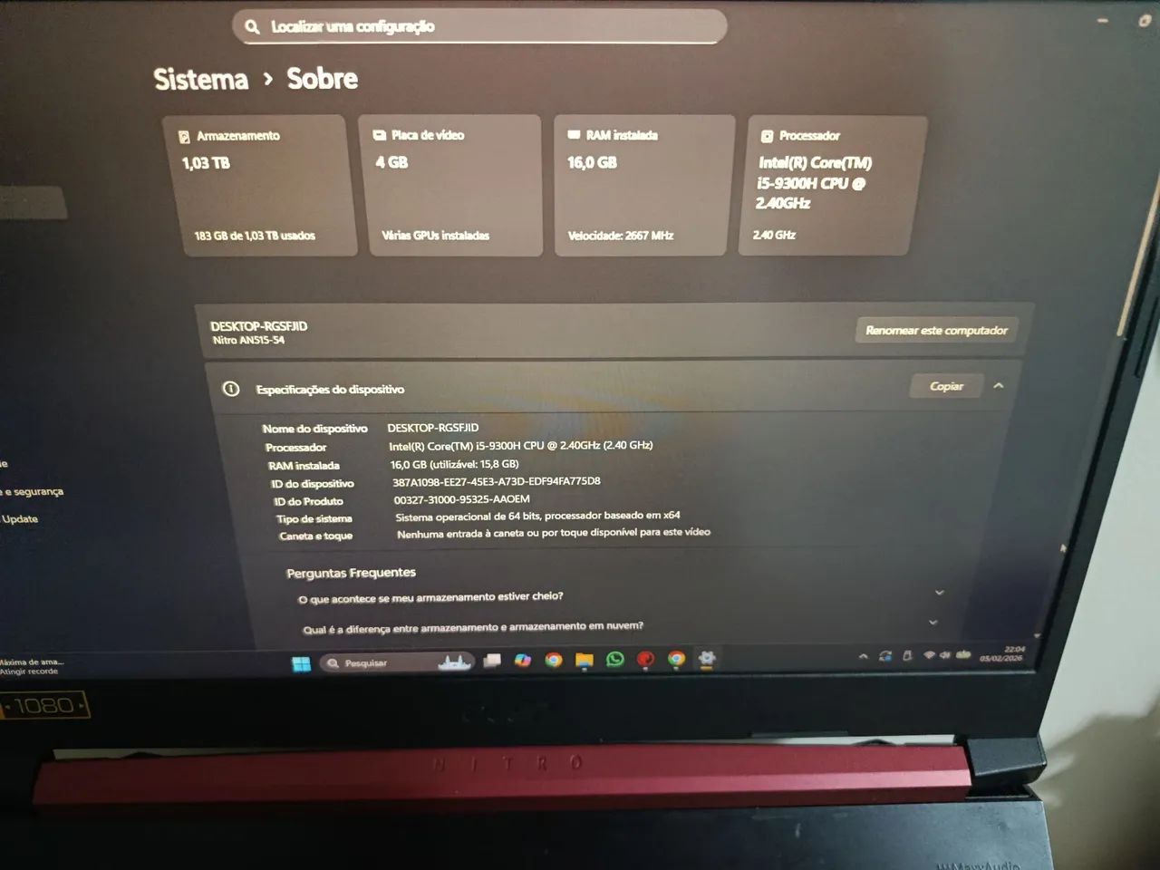 Notebook Acer Nitro 5