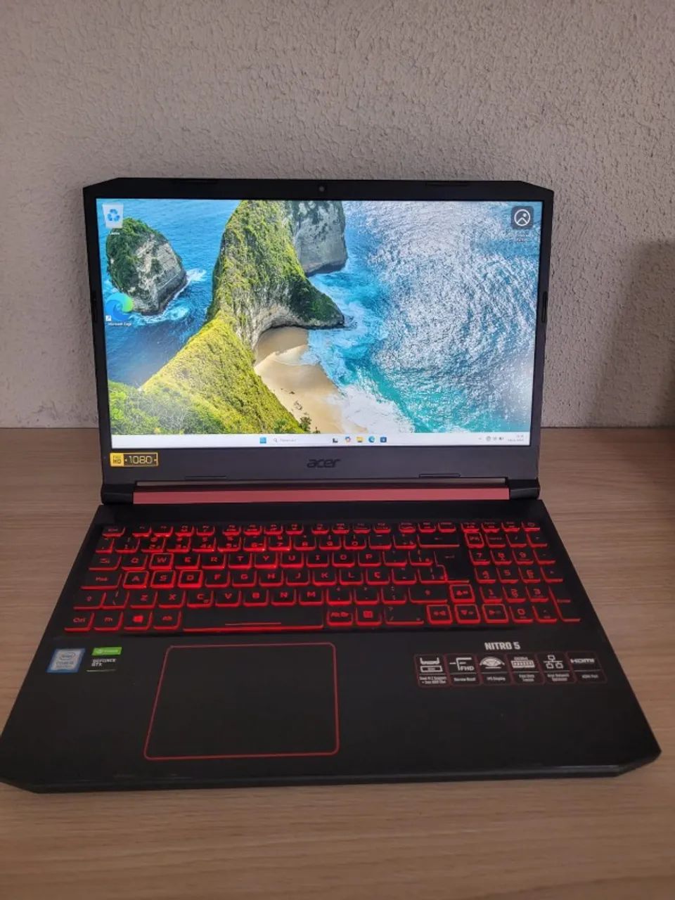 Notebook game projeto acer nitro 5 i5 9th 16gb 256+ssd video 1650 conservado 2750  ac tro