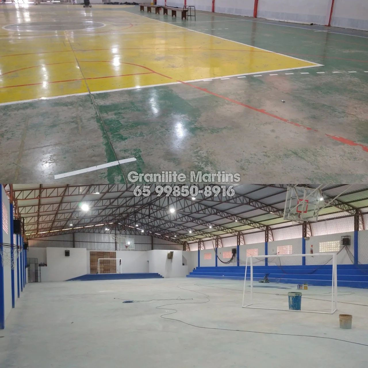 Limpeza de piso de Granilite e Remoção de Tinta Epóxi 