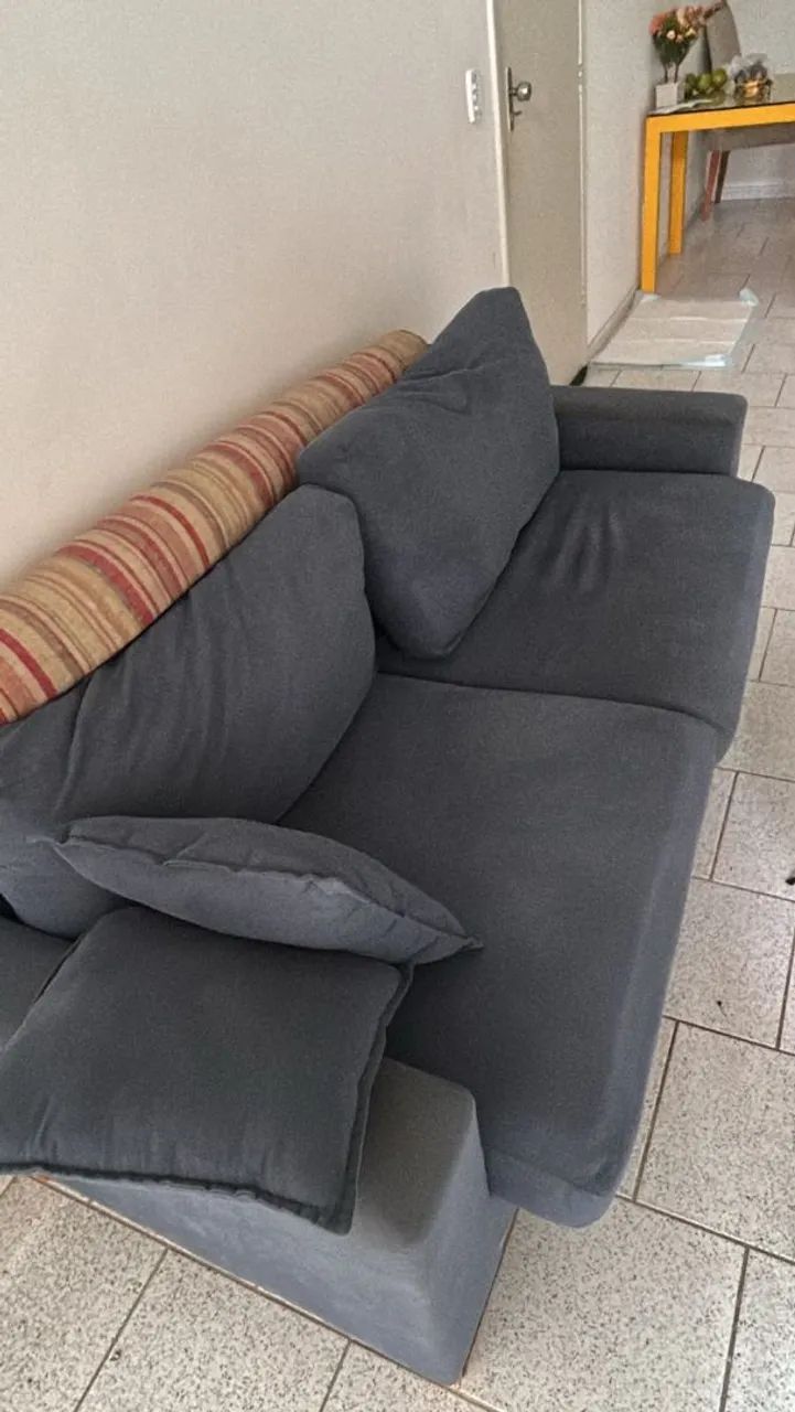 Sofá Living Istambul Em Suede Essencial Estofados Cor Cinza - Foto 3