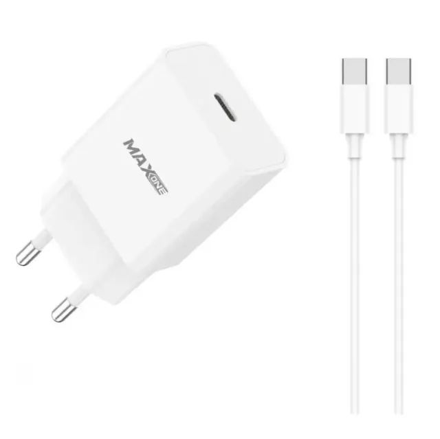 Carregador MaxOne Turbo com Cabo 1m USB-C Branco