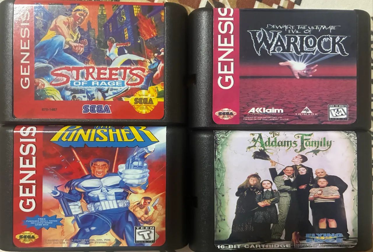 Punisher , família addams, streets of rage 1 e warlock  