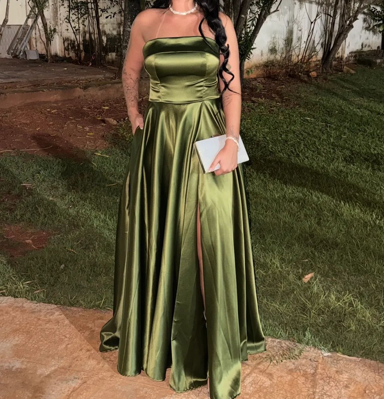 VESTIDO DE FESTA VERDE OLIVA - Foto 2