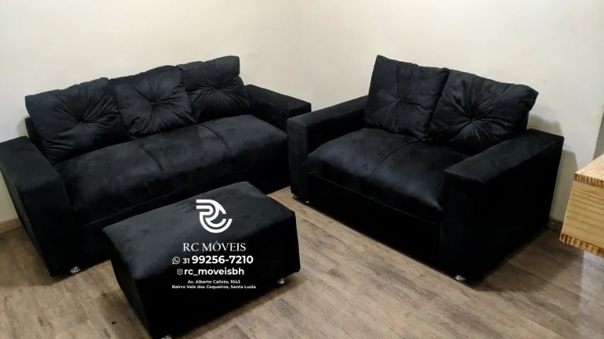 Sofá 2 e 3 lugares com Puff Suede macio D33 Confortável Direto da Fábrica - Melhor Preco - Foto 3