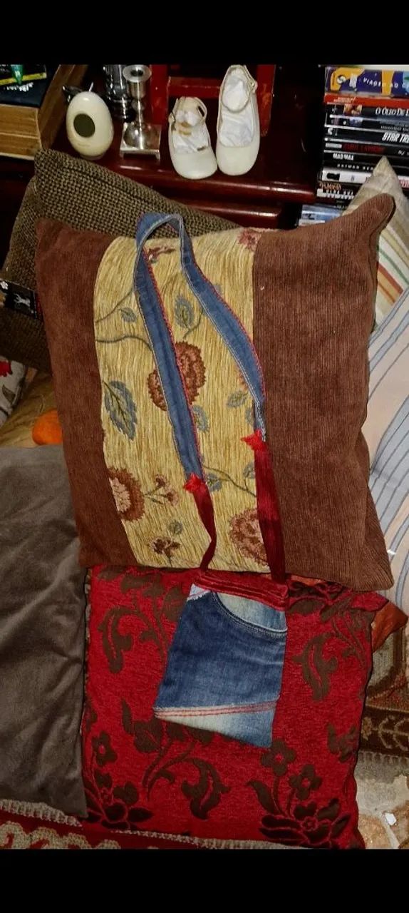 bolsa de ombro jeans artesanal decorada  - Foto 2