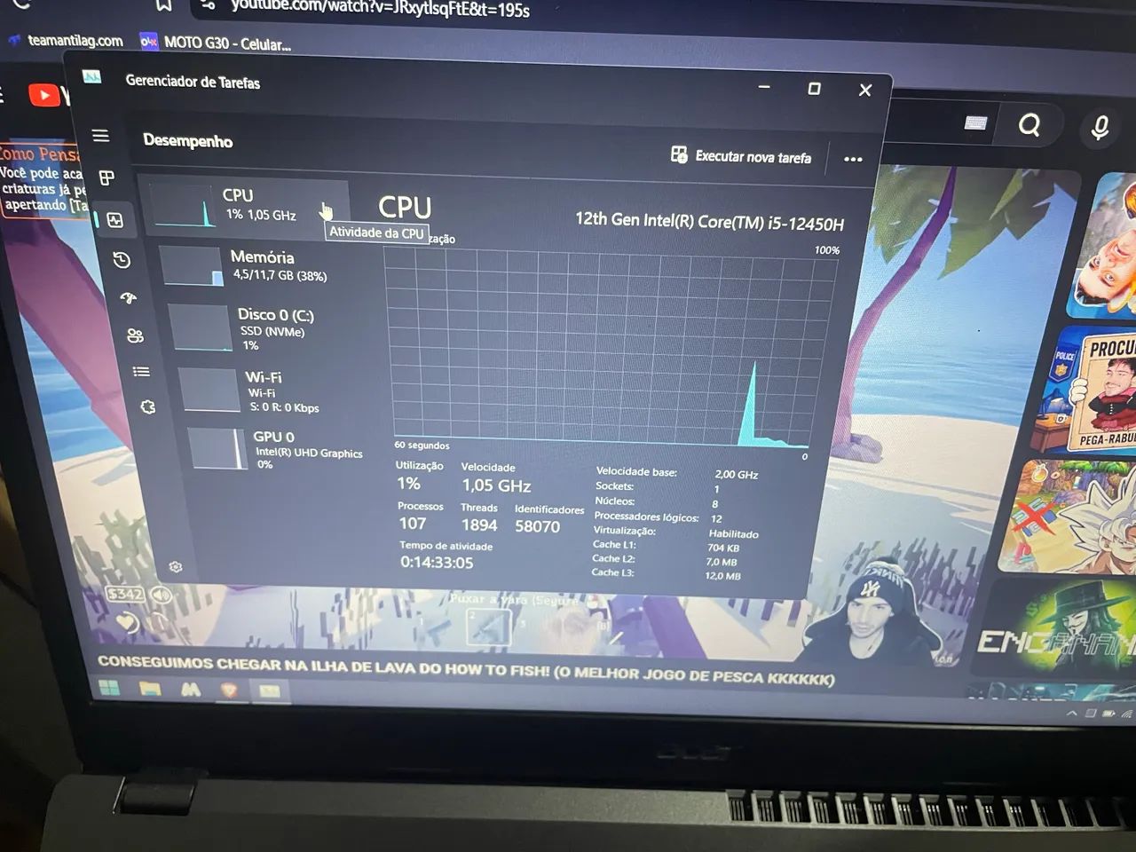 Notebook Intel Core i5 12ª Geração | 12GB RAM