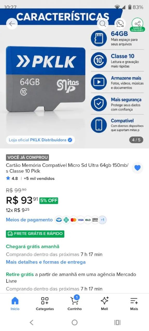 Cartão de memória 64gb original  - Foto 5