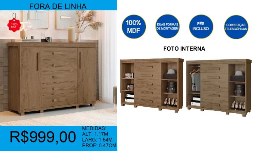 Comoda 100% mdf com sapateira duas portas - temos a pronta entrega  - Foto 3
