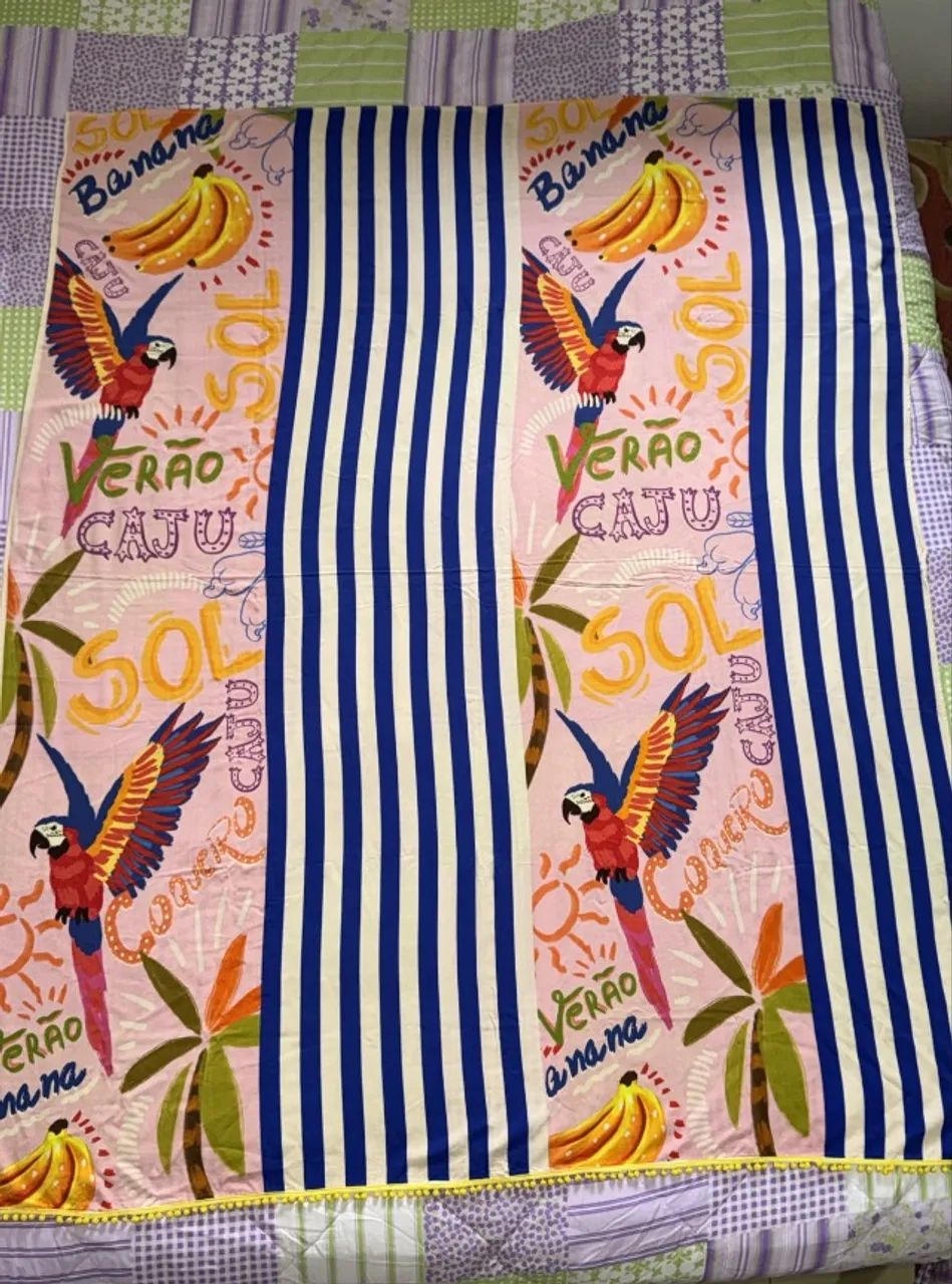 canga de viscose estampada de arara estilo farm 