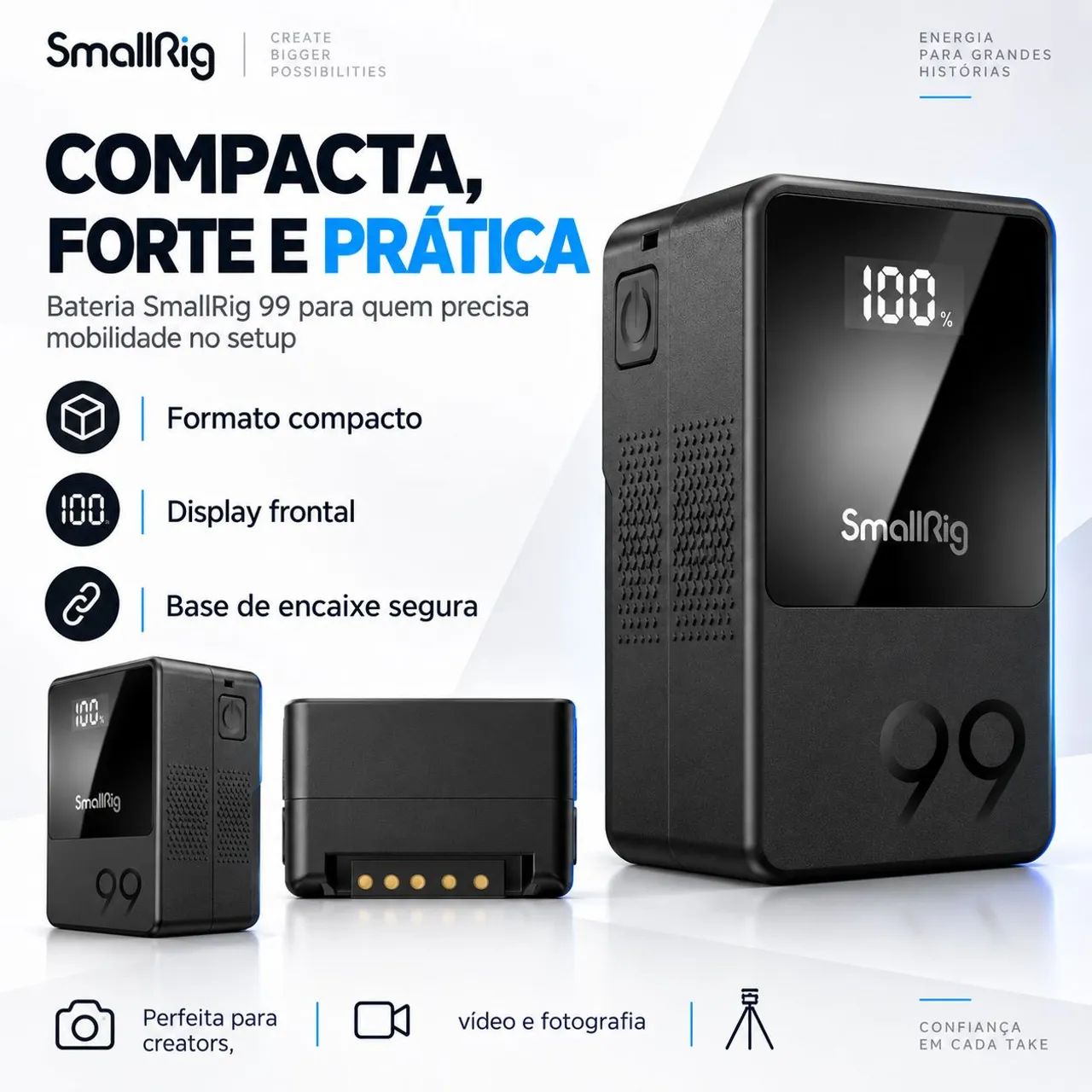 Bateria SmallRig 99 V-Mount 99Wh com Display USB-C USB-A D-Tap - Foto 4