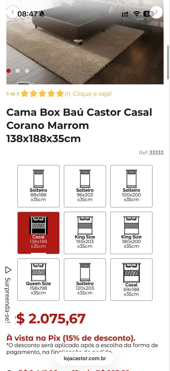 Colchão casal castor com Box baú  - Foto 4