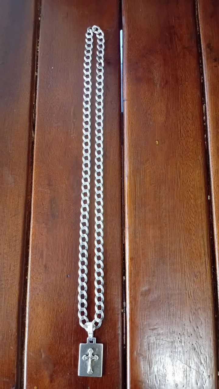 Cordão e Pingente de Prata Pura - Foto 3
