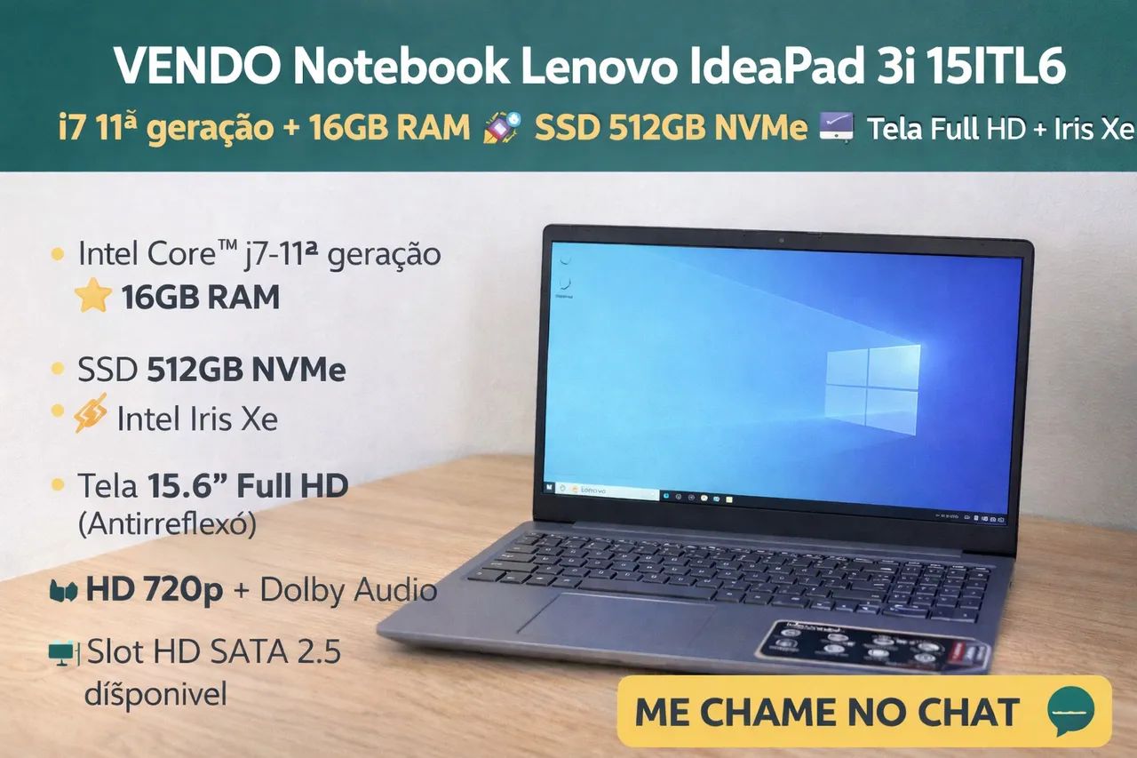 Notebook Lenovo IdeaPad 3i 15ITL6