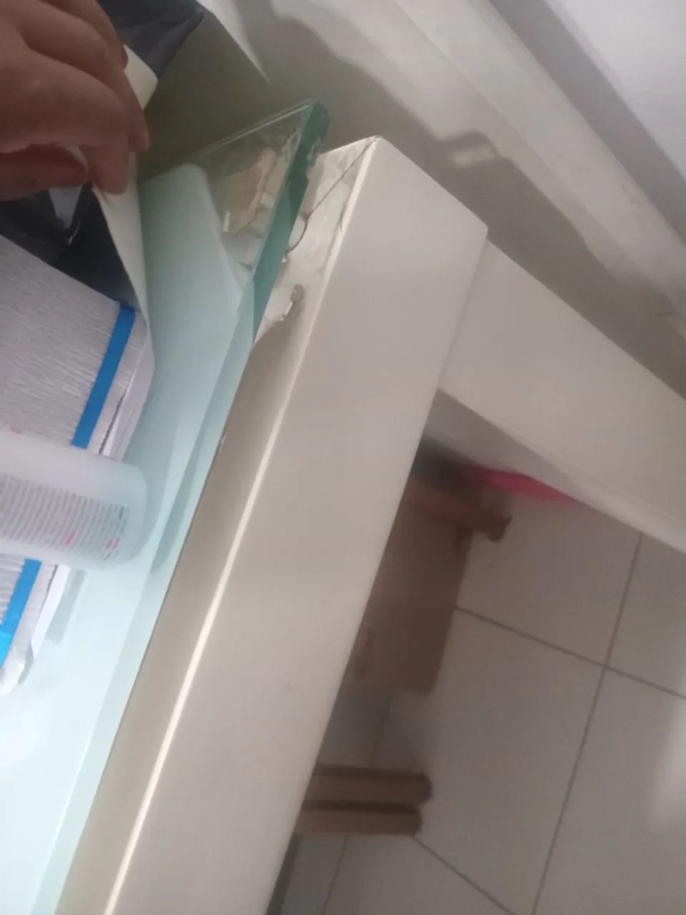 Mesa branca grande, vidro - Foto 3