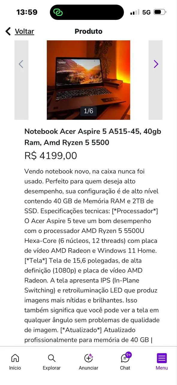 Notebook Acer Aspire 5  - Foto 2