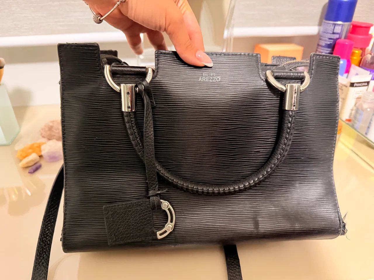 Bolsa Arezzo Couro Preto - Foto 2