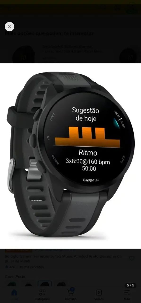 Relógio Smartwatch Garmin Forerunner 165 Music - Foto 5