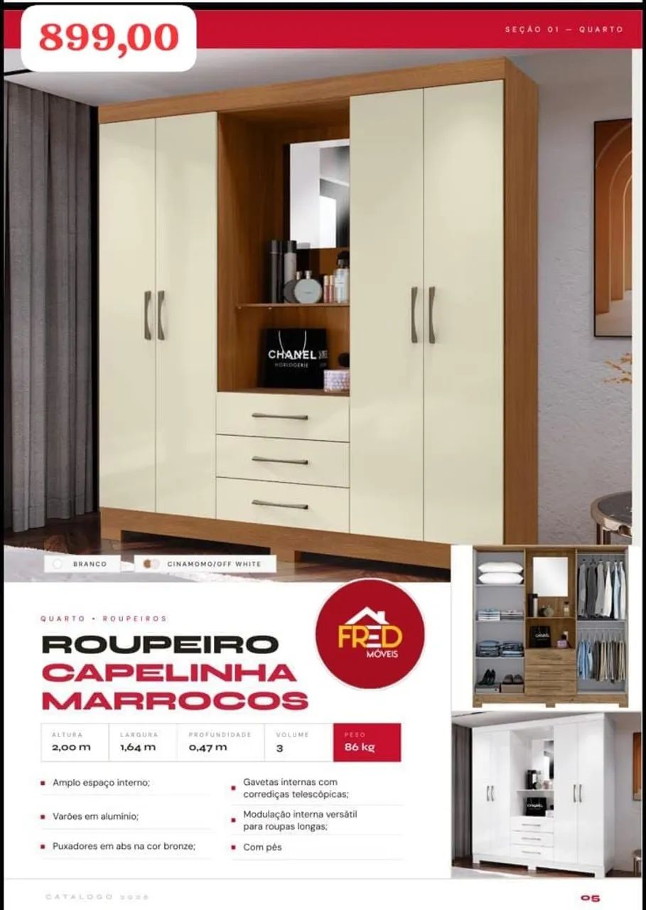 Guarda roupa capelinha com espelho, entrega e monta 