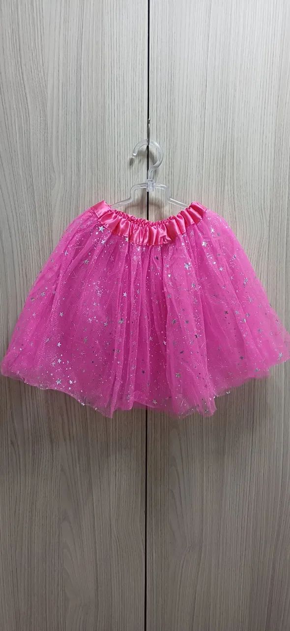 Saia de tule com brilho 30 cm
