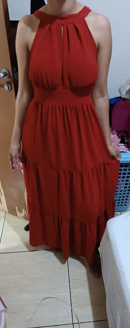 Vestido terra cota longo 