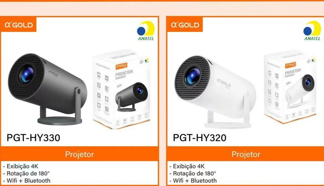 Projetor 4K HD 150 Polegadas Celular, Tv B0x, Xbox, PS, Pc, Wifi e Bluetooth HY300 110/220