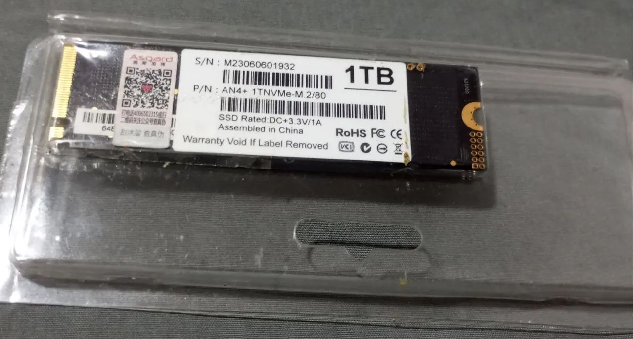 SSD M2 NVME 1 TERA 4° GERAÇÃO ASGARD NOVO COM GARANTIA 