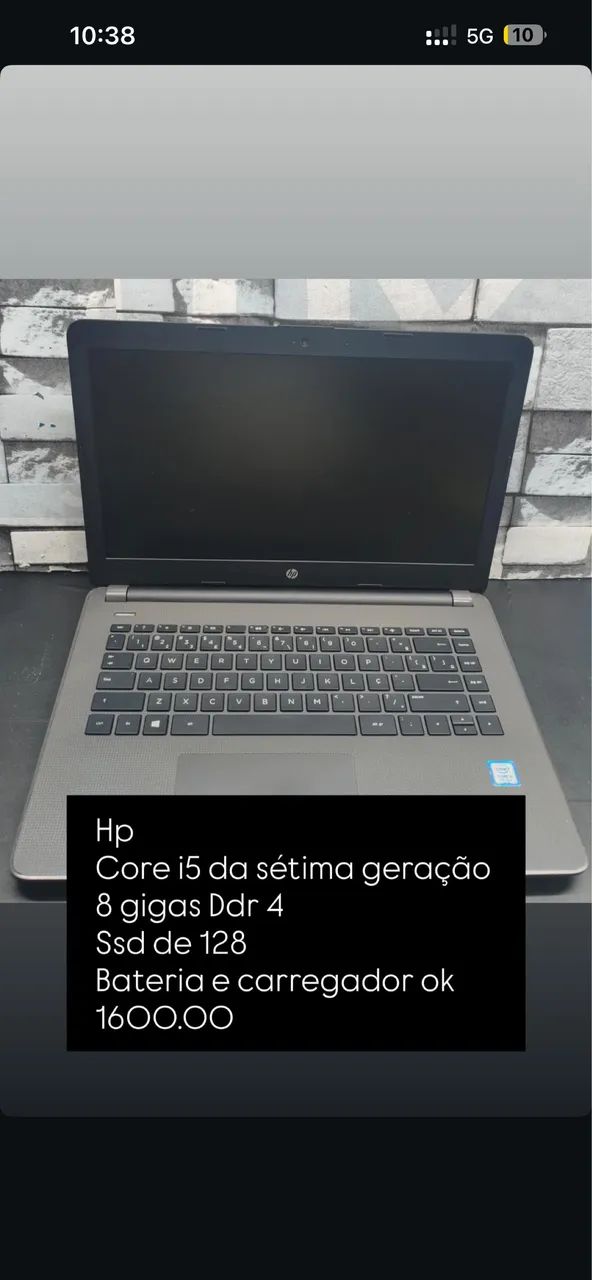 Hp  Core i5 da sétima geração  8 gigas Ddr 4 Ssd de 128