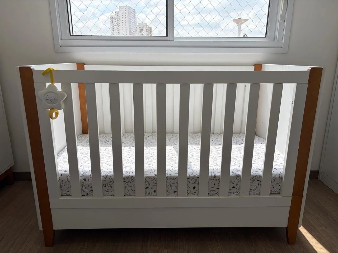 Berço Capri 2em1 MDF e Madeira Maciça - Branco