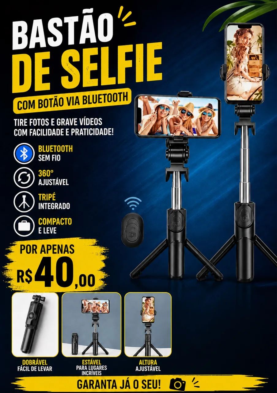 Pau de selfie com Bluetooth 