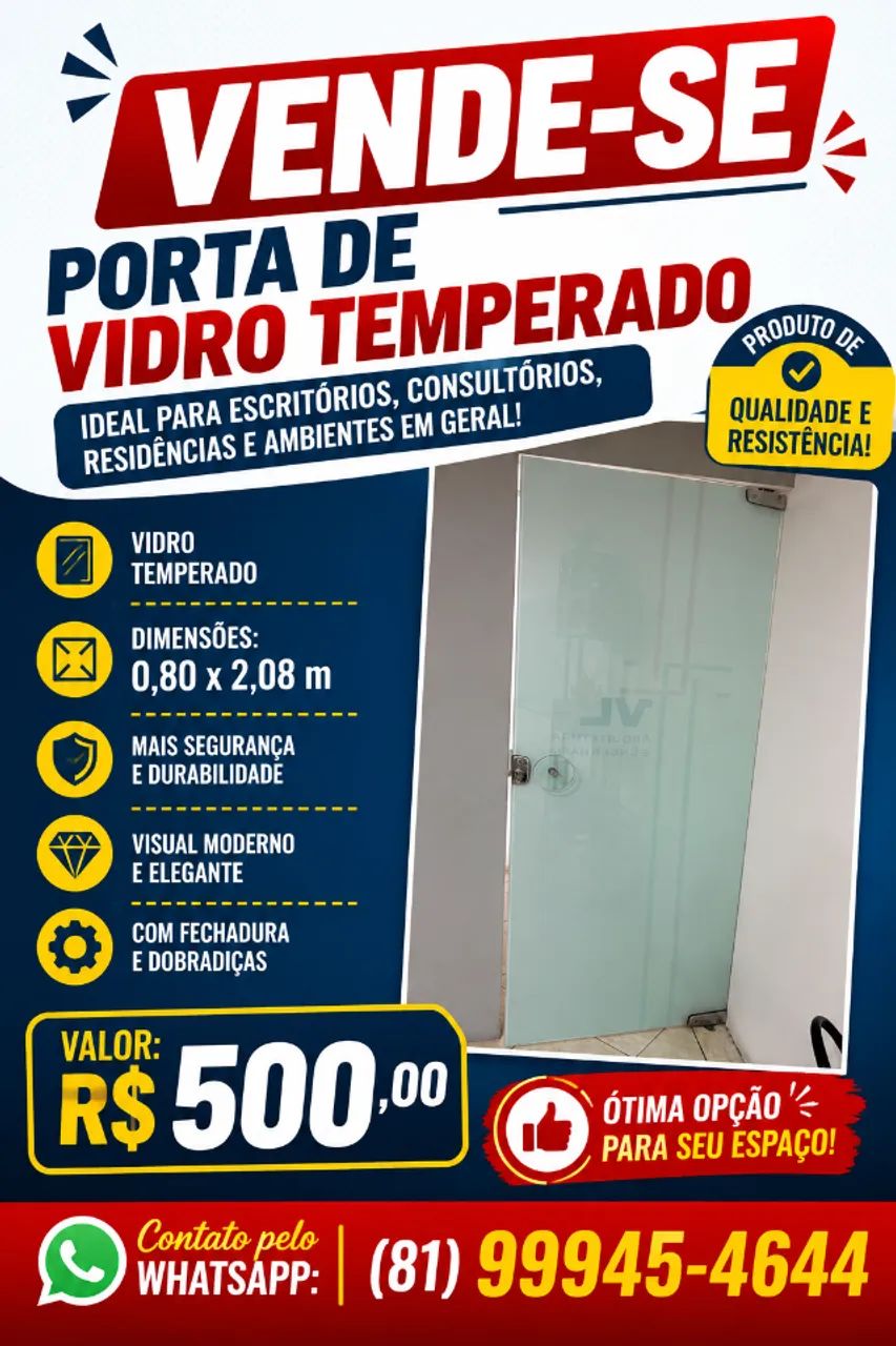 Porta de vidro temperado