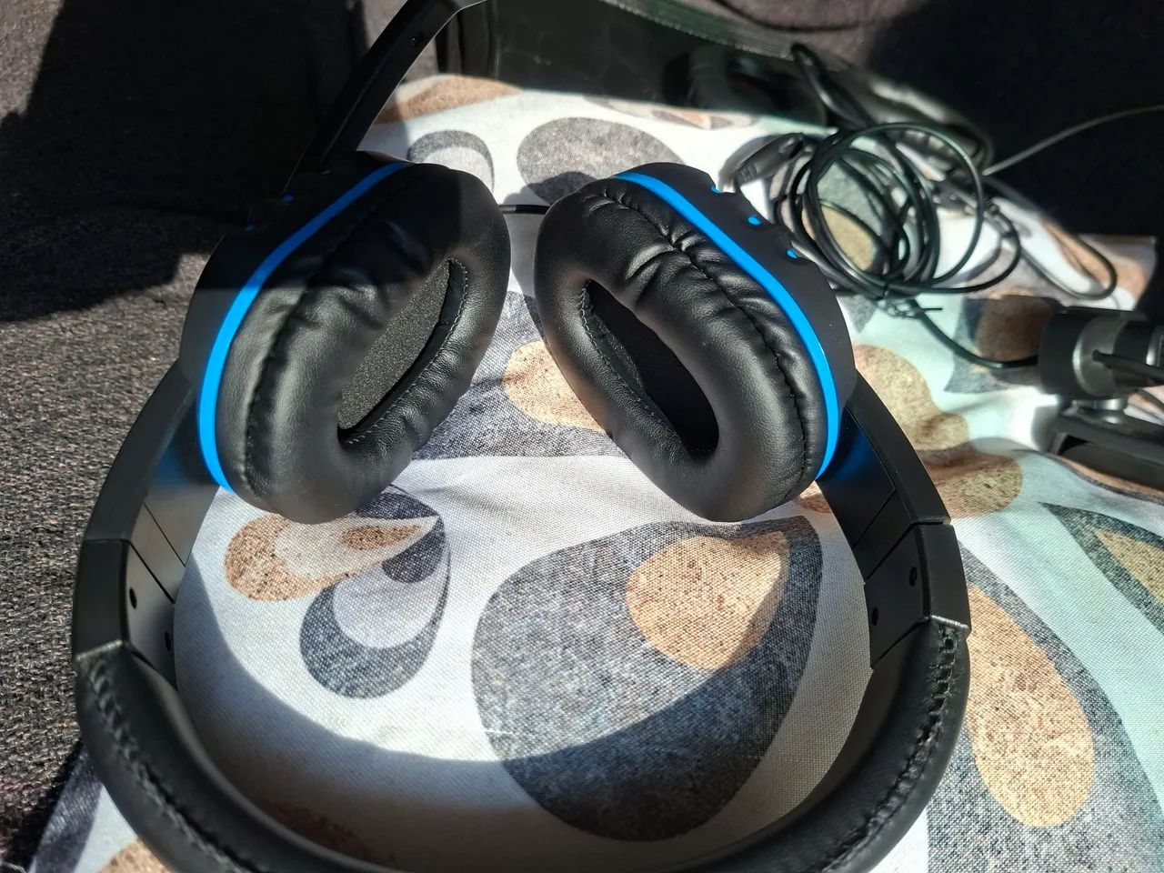 Headset Inova Preto e azul - Com Microfone e Ajuste de Volume - Conexão P3 - Foto 5